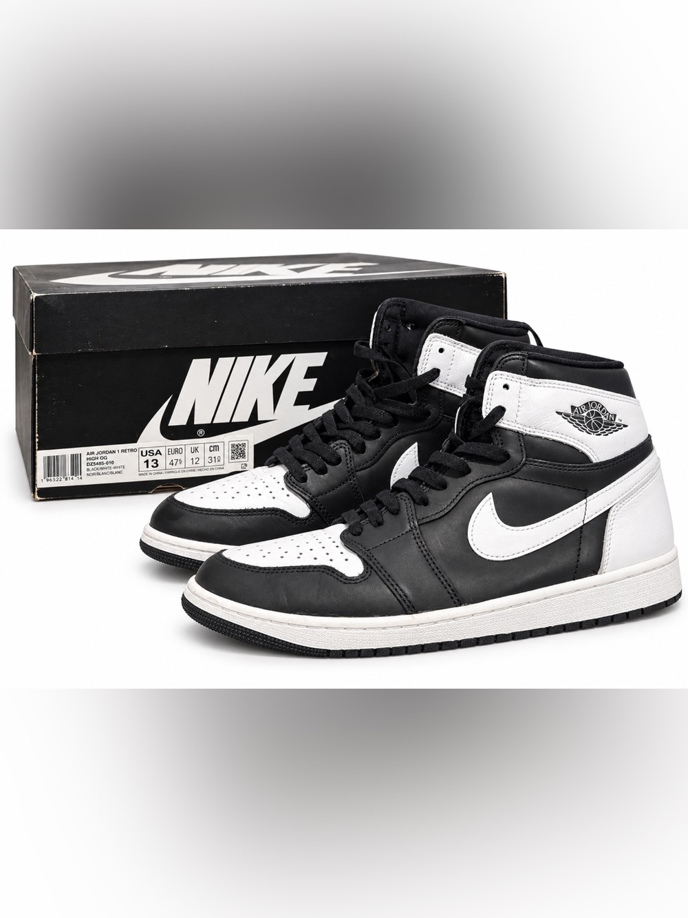 Nike Men’s Black and White High-Top Sneakers with Classic Swoosh